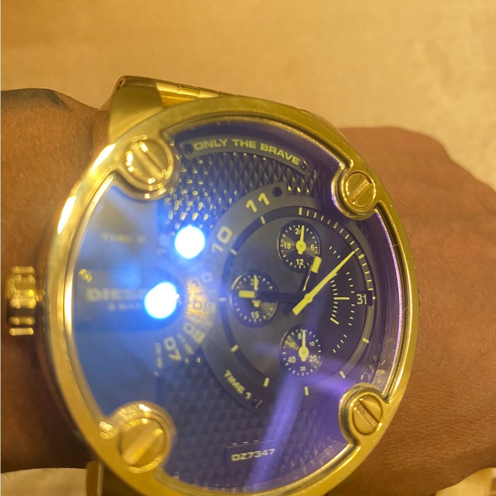 Diesel big face gold watch